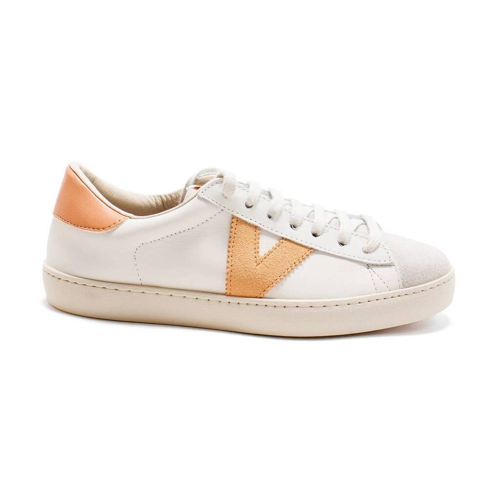 NEW VICTORIA women's berlin casual low top leather sneakers in melocoton
